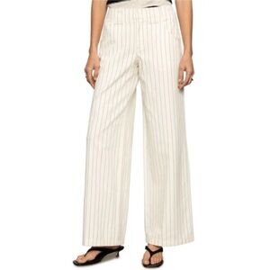 Jason Wu Pinstripe Wide Leg Trouser Pants in Cream - Size 4